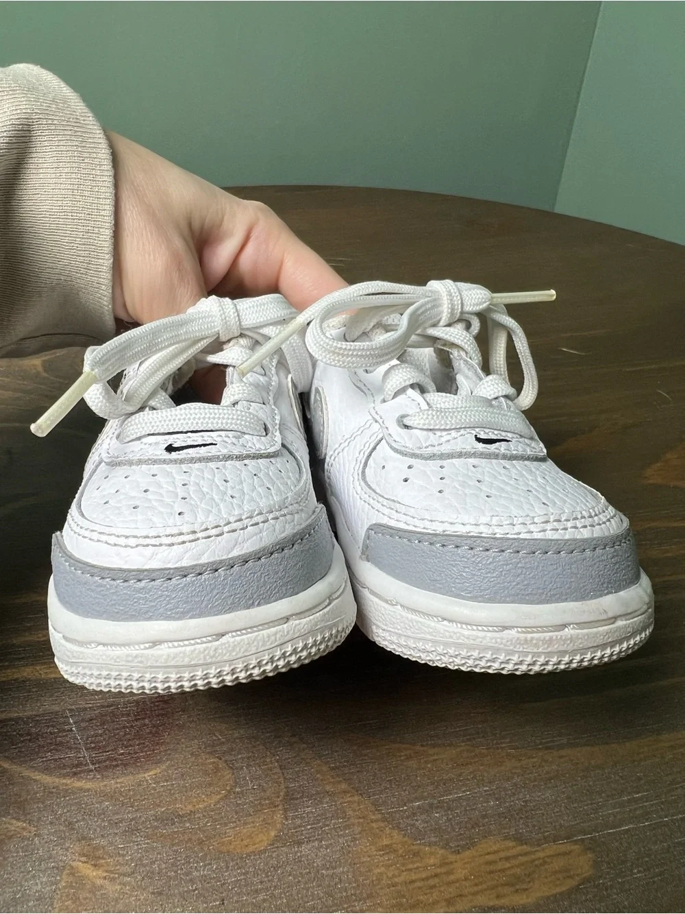 Nike Baby Air Force 1 LV8 Toddler Shoes Unisex 4C Lace Up White Wolf Grey